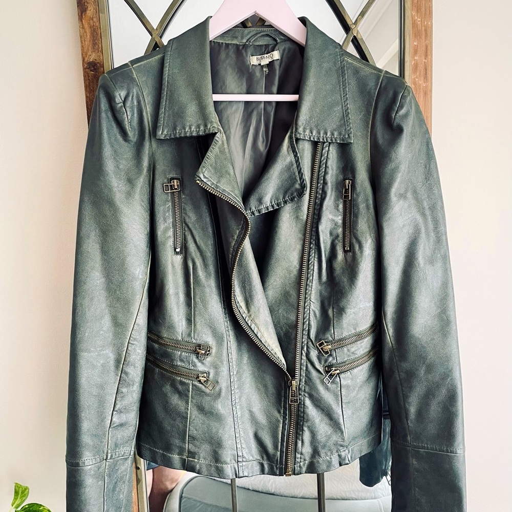 Buffalo David Bitton Green faux Leather Jacket